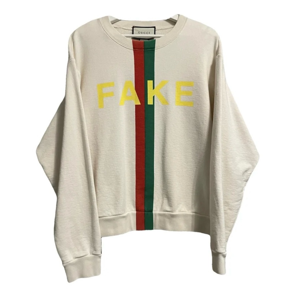 100% AUTHENTIC! Gucci Cream Sweatshirt with Yellow, Red and Green Accents